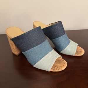 Marc Fisher 7.5 Denim Peep Toe Sandal